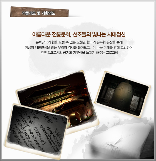 �Ƹ��ٿ� ���빮ȭ, �������� ������ �ô�����
��ȭ������ ���� ���� �� �ִ� ��õ�� �ѱ��� ������ ������ ���� 
������ ���ѹα��� ���� �츮�� ���縦 ���ƺ���, 
�� ���� �̷��� �Բ� �����ϸ� 
�ѹ������μ��� ������ �ںν��� ������ ���ִ� ���α׷�
