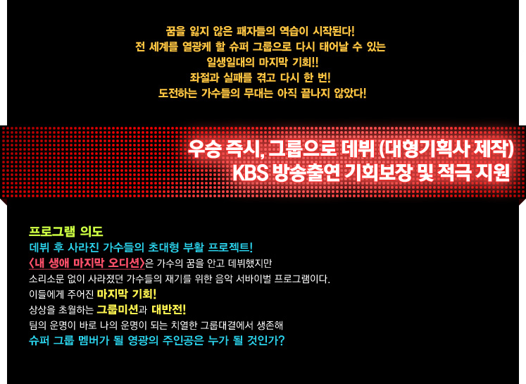 ���� ���� ���� ���ڵ��� ������ ���۵ȴ�. �� ���踦 ������ �� ���۱׷����� �ٽ� �¾ �� �ִ� �ϻ��ϴ��� ������ ��ȸ!  ������ ���и� �ް� �ٽ� �ѹ�! �����ϴ� �������� ����� ���� ������ �ʾҴ�!  ���� �� ����� �������� ��Ȱ ������Ʈ! [������ ������ �����]�� ������ ���� �Ȱ� ���������� �Ҹ��ҹ����� ������� �������� ��⸦ ���� ���� �����̹� ���α׷��̴�. �̵鿡�� �־��� ������ ��ȸ! ����� �ʿ��ϴ� �׷�̼ǰ� �����! ���� ����� �ٷ� ���� ����� �Ǵ� ġ���� �׷��ῡ�� ������ ���� �׷� ����� �� ������ ���ΰ��� ���� �� ���ΰ�?  ������, �׷����� ���� (������ȹ�� ����) KBS ����⿬ ��ȸ���� �� ���� ����