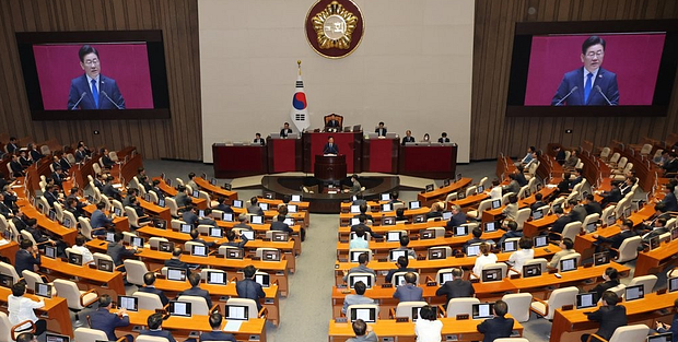 더불어민주당 이재명 대표가 지난 6월 19일 국회에서 교섭단체 대표연설을 하고 있다.